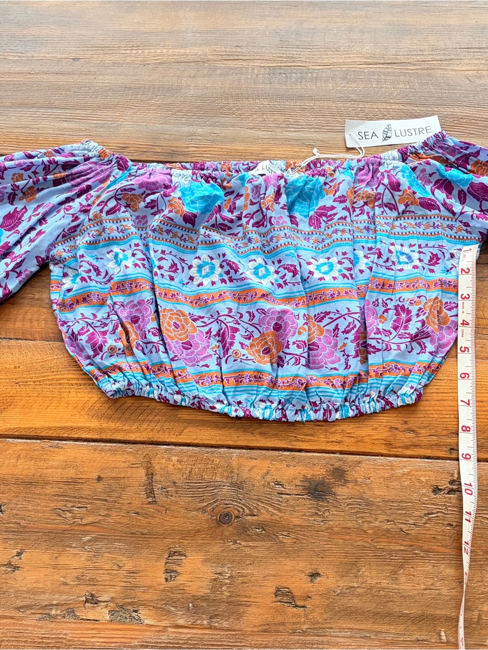 Sea Lustre Purple Floral Off-Shoulder Crop Top